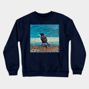 Crow on the Beach Painting Crewneck Sweatshirt